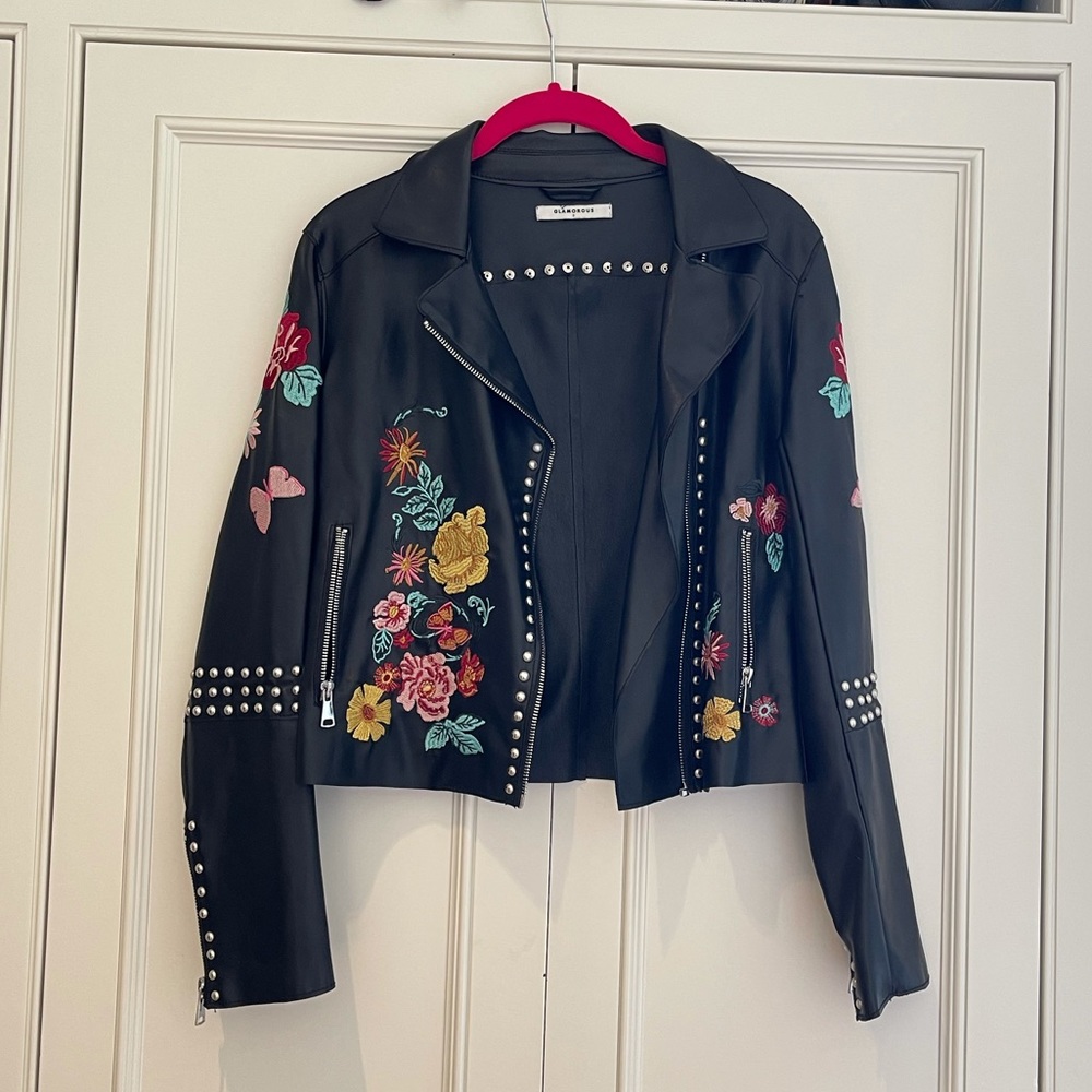 Glamorous Floral Leather Jacket